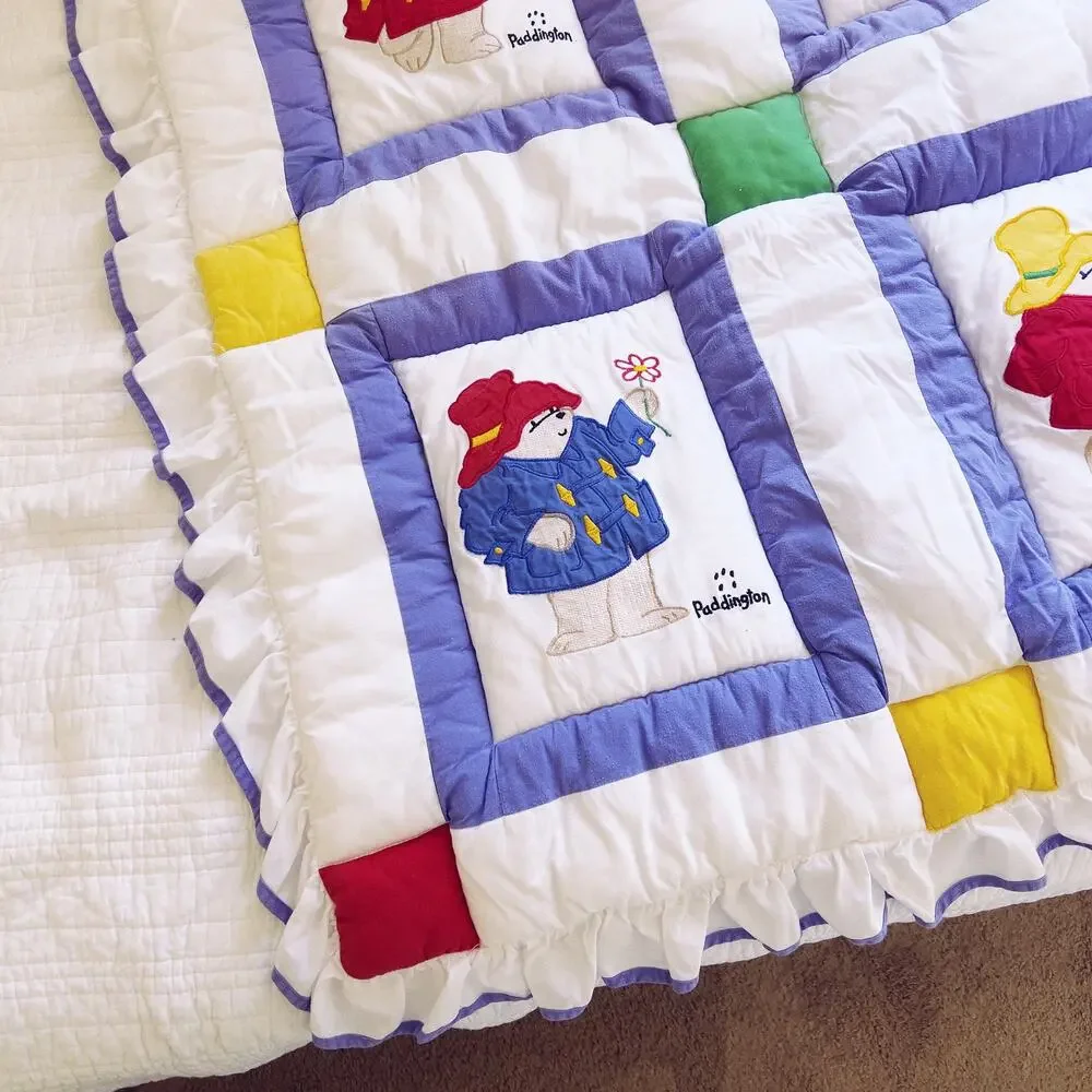 Vintage 1990s Paddington Bear Cuddle Me Quilt Toddler Blanket Nojo